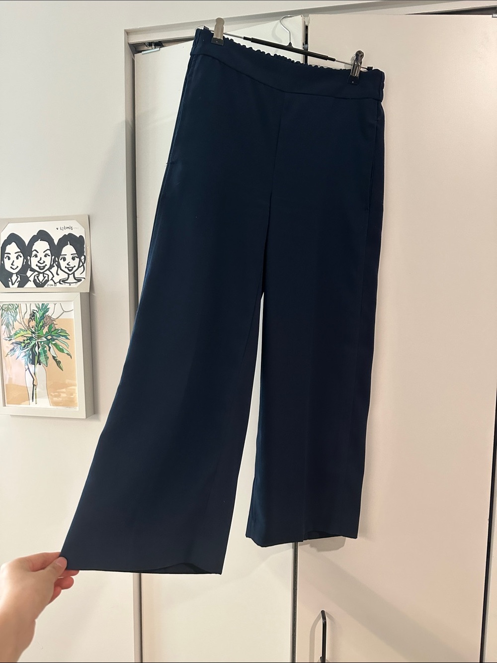 Madewell Navy Wide-Leg Pull-On Pants